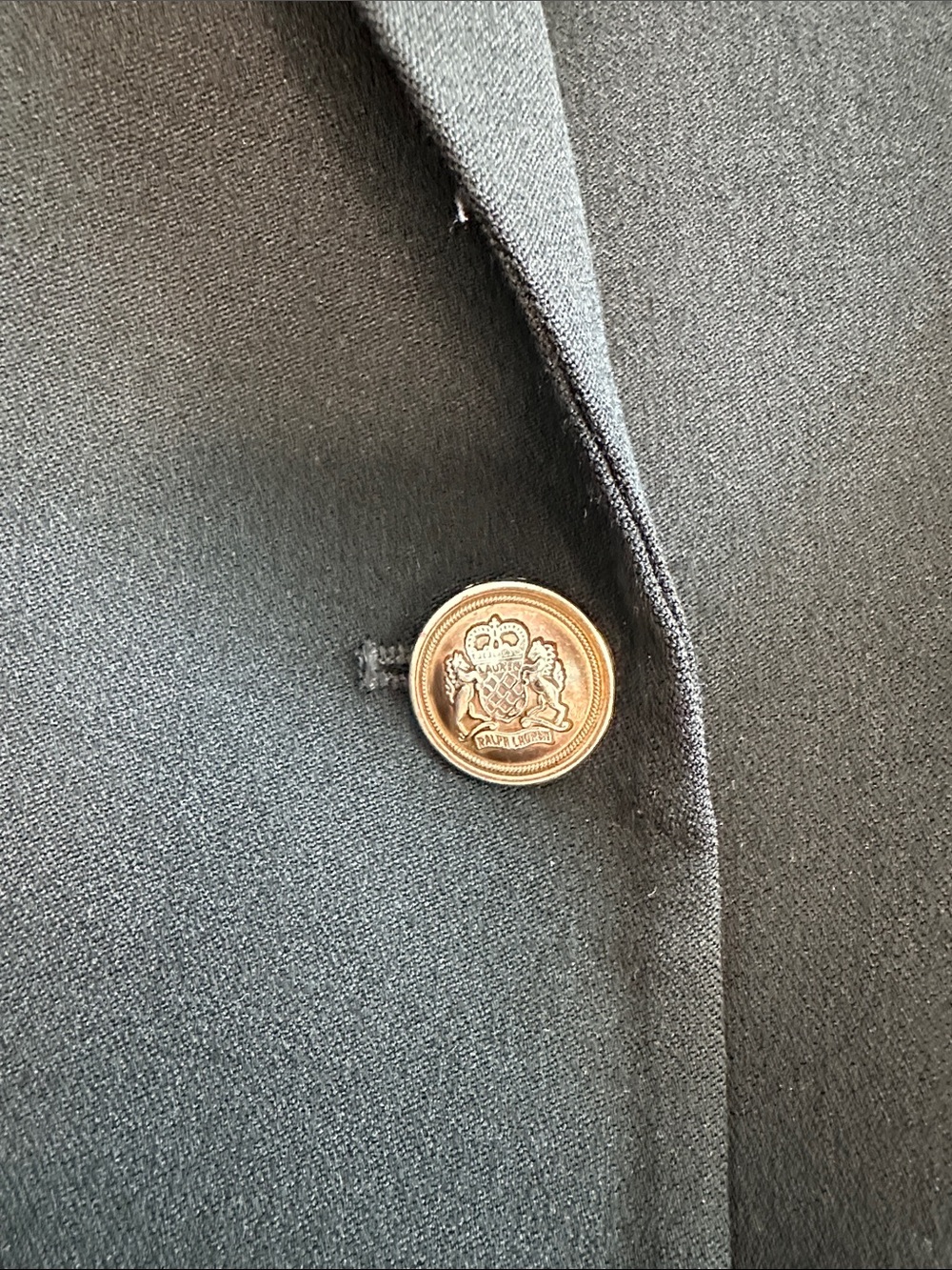 Vintage 90s Ralph Lauren Black Double-Breasted Blazer with Embroidered Crest 14 - Picture 4 of 12